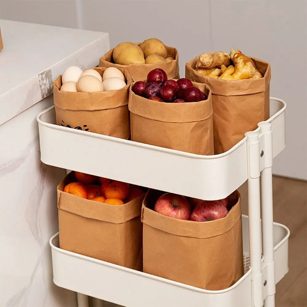 Durable Reusable Kraft Paper Bag Large Capacity Waterproof Packaging Bag Thickened Square Washable Takeaway Bag Home Oasis Select