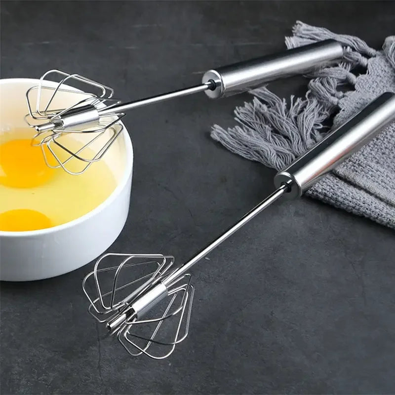 Kitchen Stainless Steel Whisk Creamer Semi-automatic Rotary Whisk Beech Wood Vase Handle Hand Mixer G041 Oasis Select