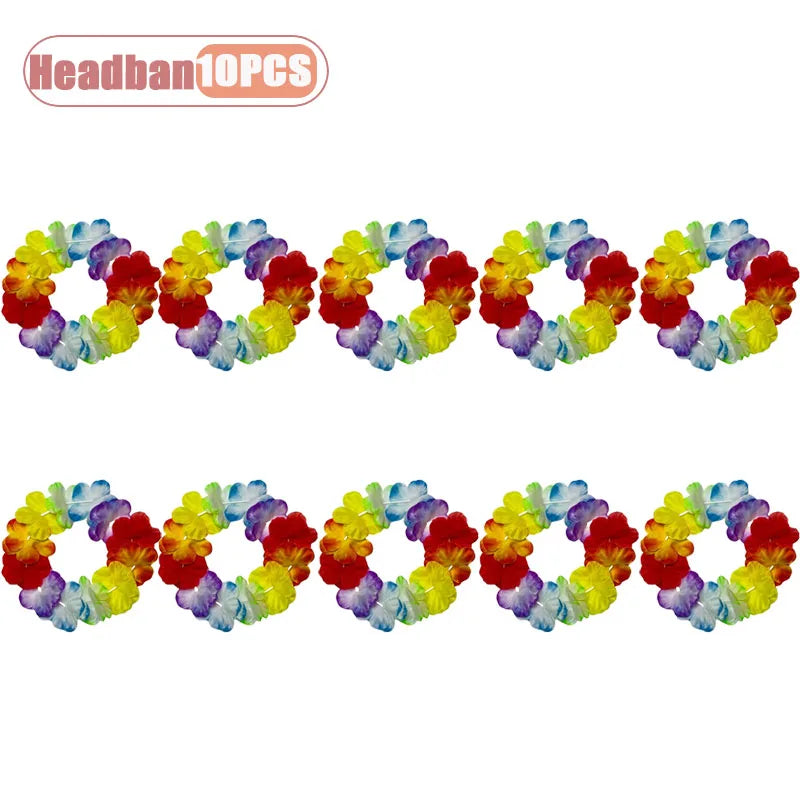 1-40PCS Faux Flower Headband and Wristband Set Multicolor Festive Party Dance Floral Crown Corsage for Women Girls Cosplay Oasis Select Headband-10PCS