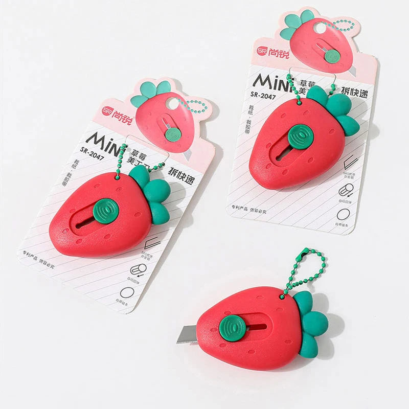 1/3Pcs Cute Portable Mini Avocado Strawberry Carrot Art Utility Knife Express Box Knife Paper Cutter Craft Wrapping Tools Oasis Select