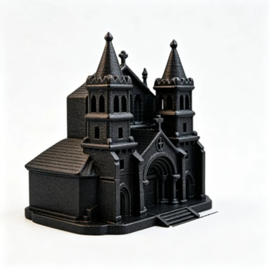 Medieval Castle Church Model Kit Gothic Cathedral Building Figurine Desktop Ornament Miniature Architecture Decor for Hobbyists Oasis Select black