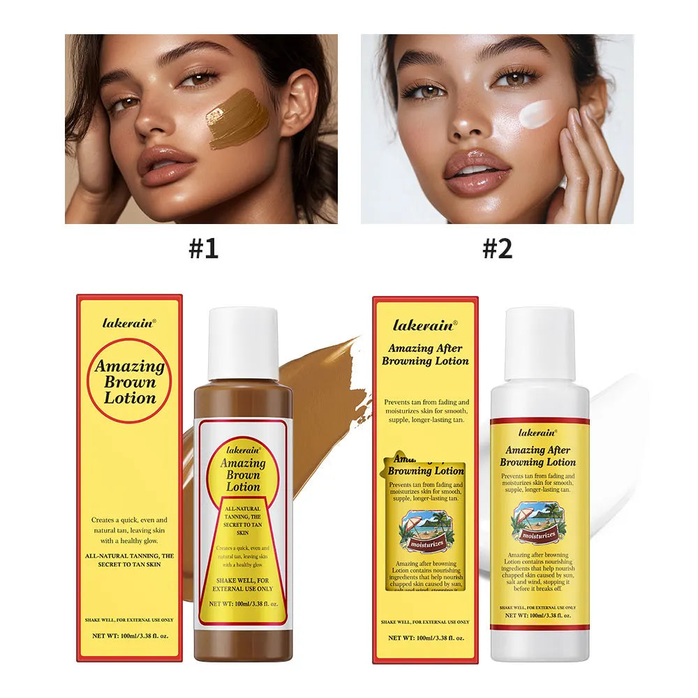 Bronze Before and After Browning Lotion Long-Lasting Brown Lotion Tan Lotion Texture Tanning Booster Waterproof Coconut Makeup Oasis Select Bronze and Repair