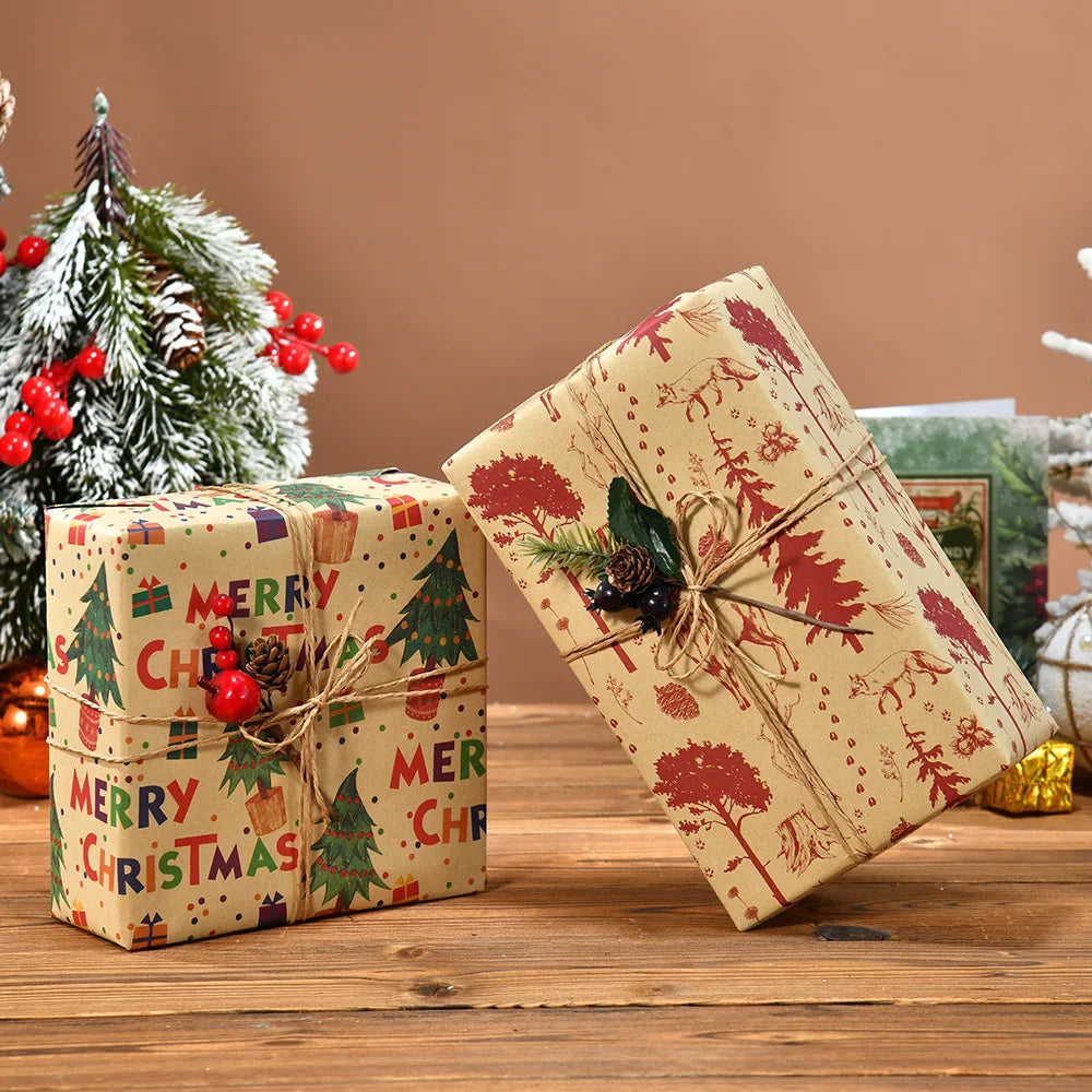 1roll Gift Wrapping Paper ChristmasTree Santa ClausWrapping Paper Birthday Gift Wrapping Paper Christmas Wrapping Paper Handmade Oasis Select