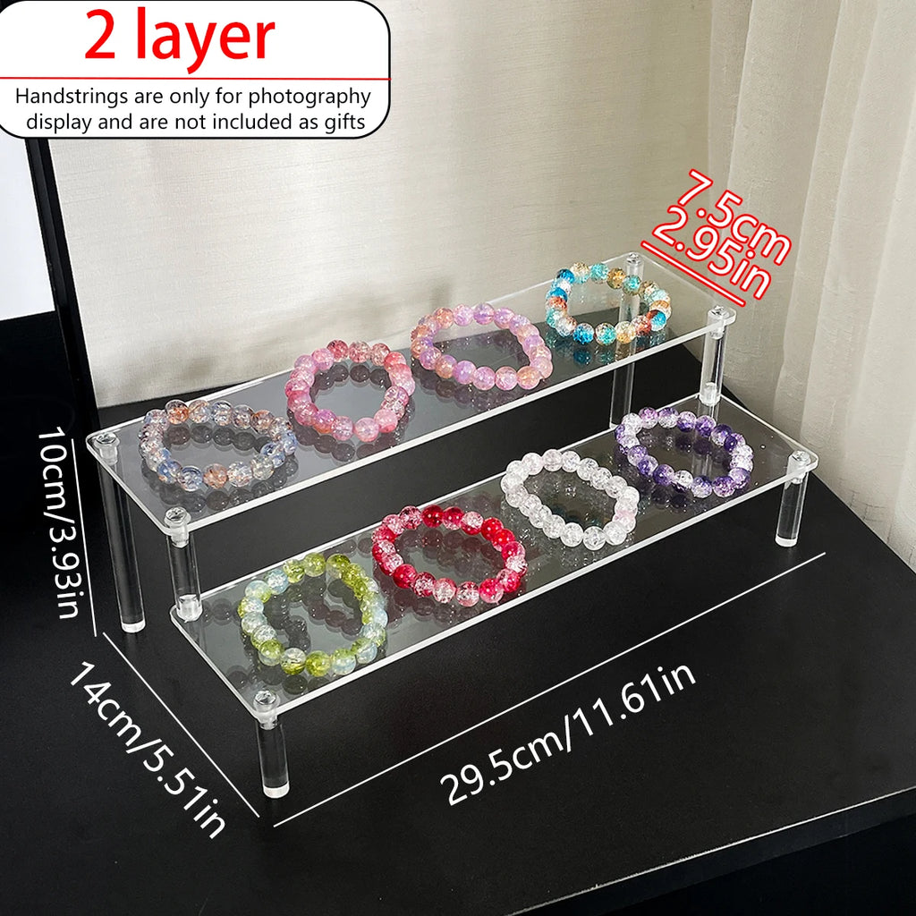 1pc Bracelet Jewelry Acrylic Display Stand Transparent/Black Jewelry Storage Stand Dressing Table Display Stand Store Stand Oasis Select 2layers-Transparent