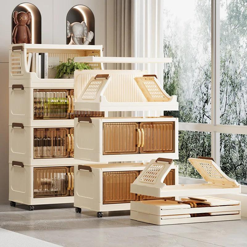 40-50-60 transparent household living room multi-layer mobile snack locker storage folding rack locker Oasis Select
