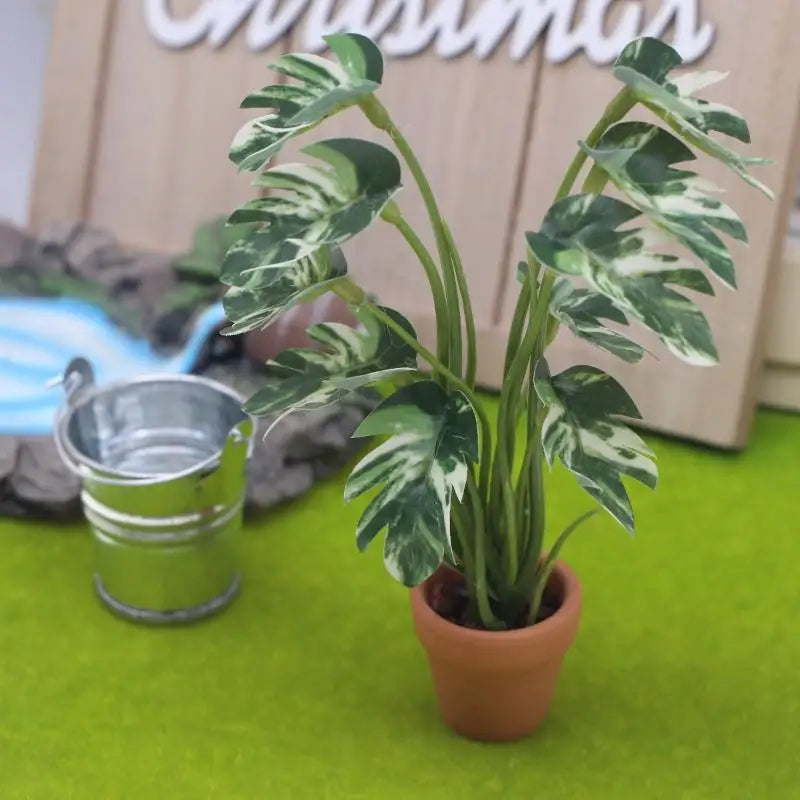 1/12 Scale Dollhouse Miniature Monstera Plant Potted Home Decoration Bonsai Garden Model Oasis Select Default Title