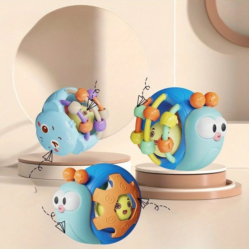 Hand-Held Baby Rattle Puzzle Early Education Snail Rattle Plastic Ball Color Festival Can Send Birthday Christmas Gifts Oasis Select