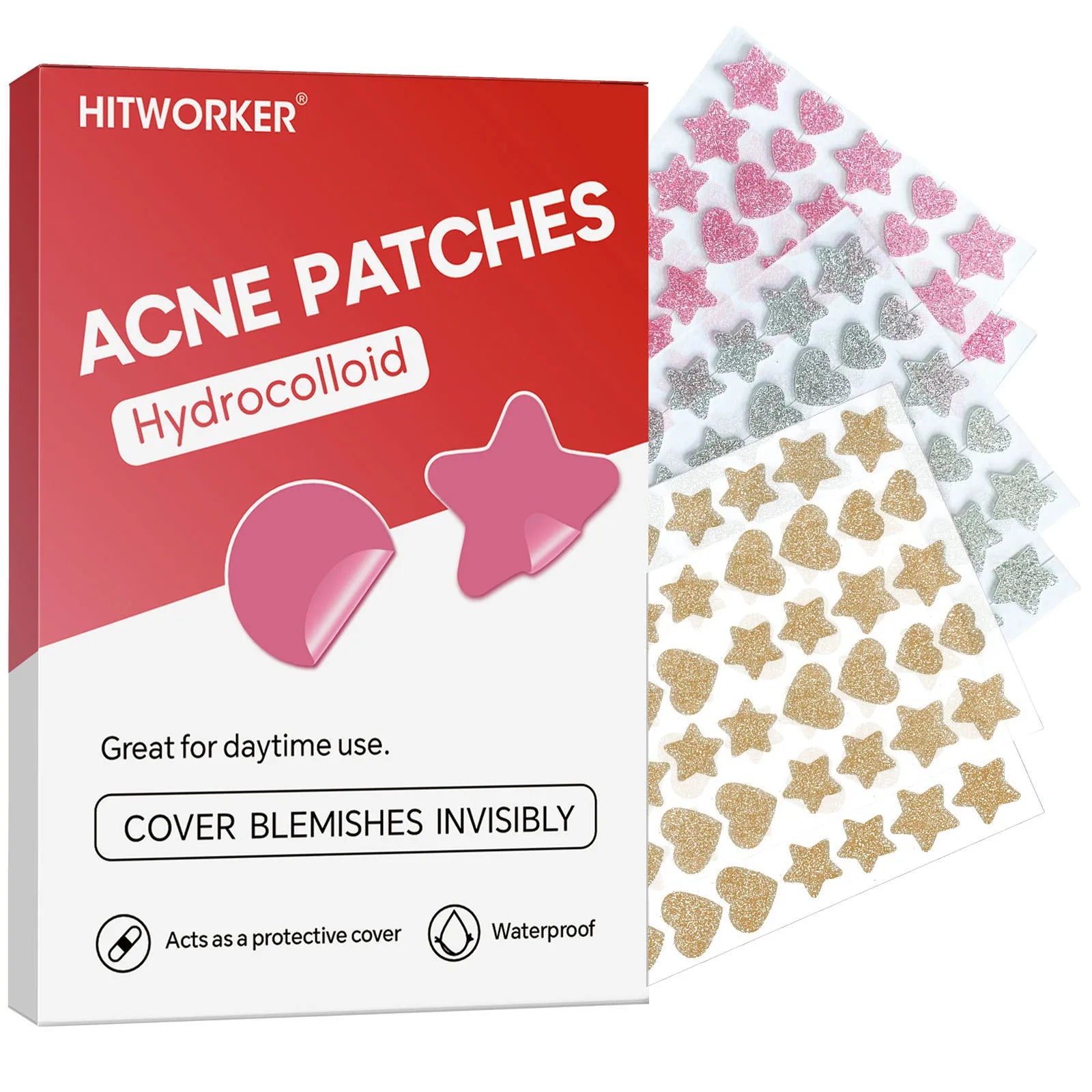 120 pieces/box HITWORKER star shaped glitter acne stickers odorless, gentle, non irritating, long-lasting acne stickers Oasis Select 120pcs