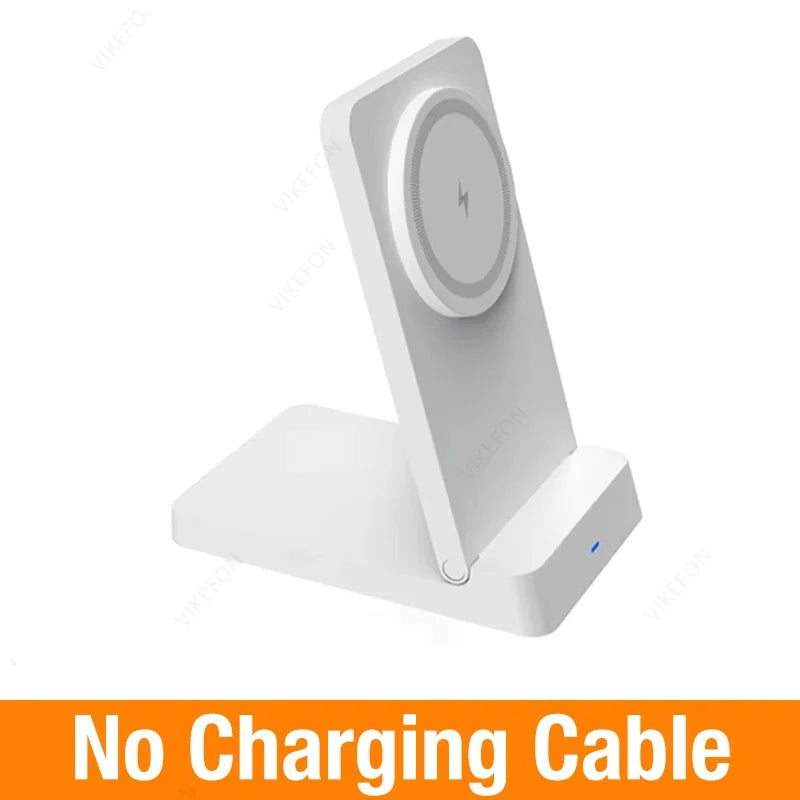 Magnetic Fast Charging Station 15W Wireless Charger Desktop Fold Smart Phone Holder Charge For Magsafe iPhone 16 15 14 13 12 Pro Oasis Select White