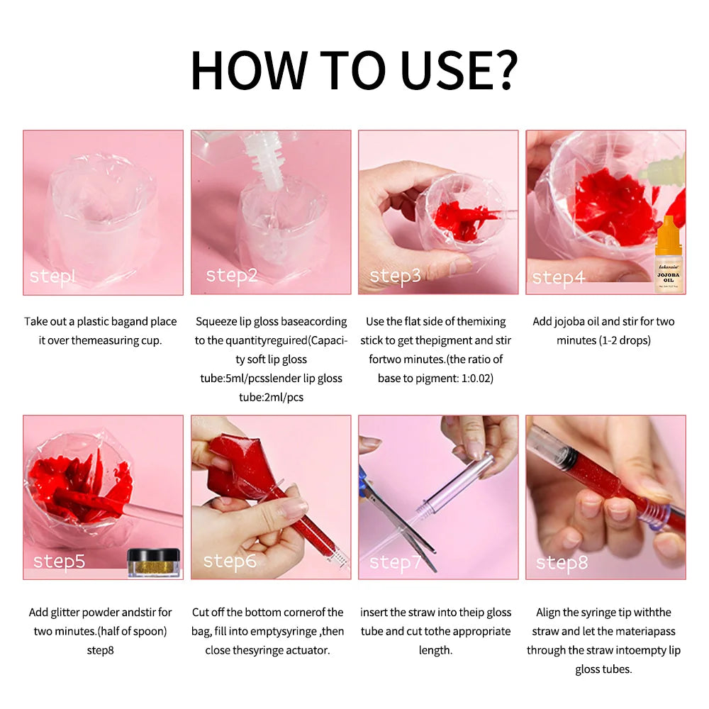 Lakerain Lip Gloss Making Kit DIY Raw Material Moisturizing Lip Gloss Base Tool Kit High Quality Professional DIY Lip Gloss Set Oasis Select