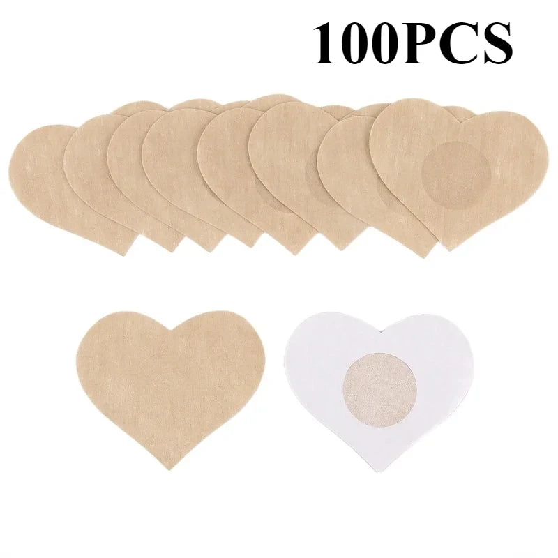 50/100pcs Disposable Nipple Stickers, Self-adhesive Breathable Seamless Invisible Bra, Women's Fitted Bra Liner Oasis Select One Size heart-shaped 100PCS