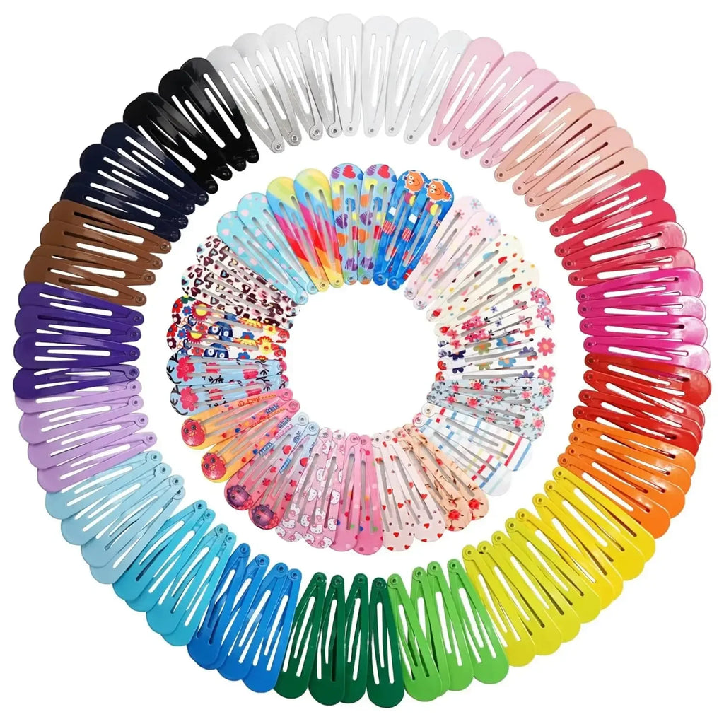50 PCS Snap Hair Clips – No-Slip Textured Alloy Grip, Candy & Pastel Glossy Colors for Everyday Styling Oasis Select 50pcs1 random color