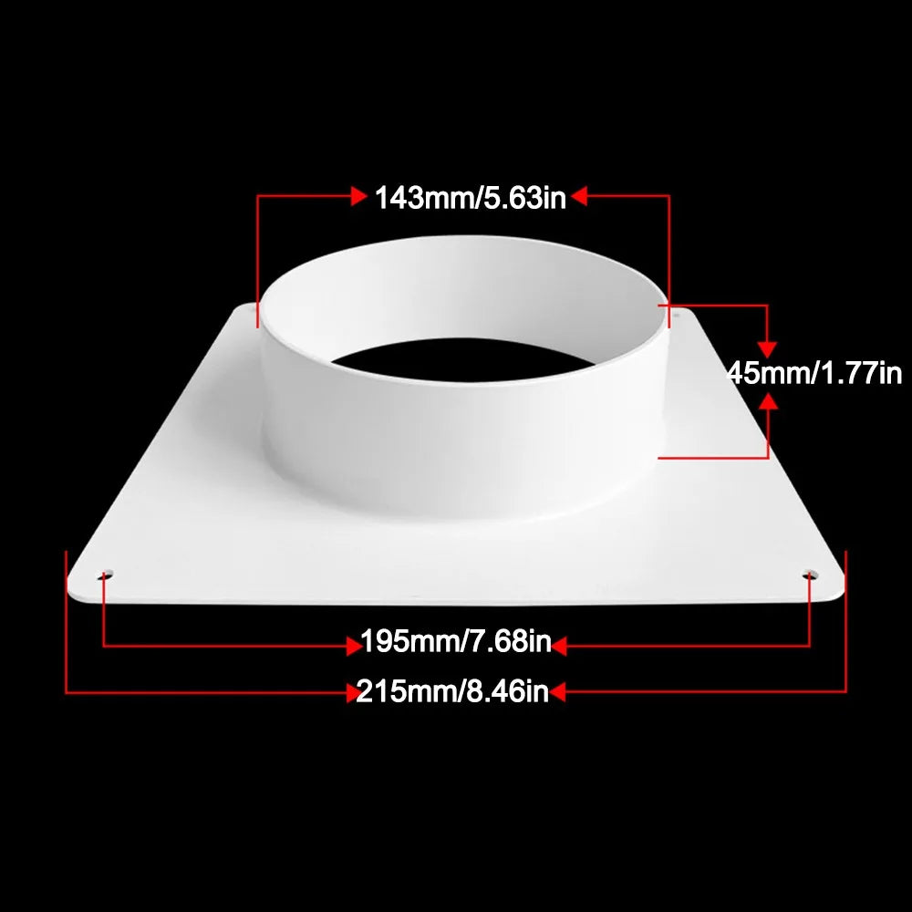 High Quality Plastic Vent Pipe Adapter Flange Connector Wall-mounted Square To Round Flange Interface Exhaust Pipe Joint Oasis Select White-150mm