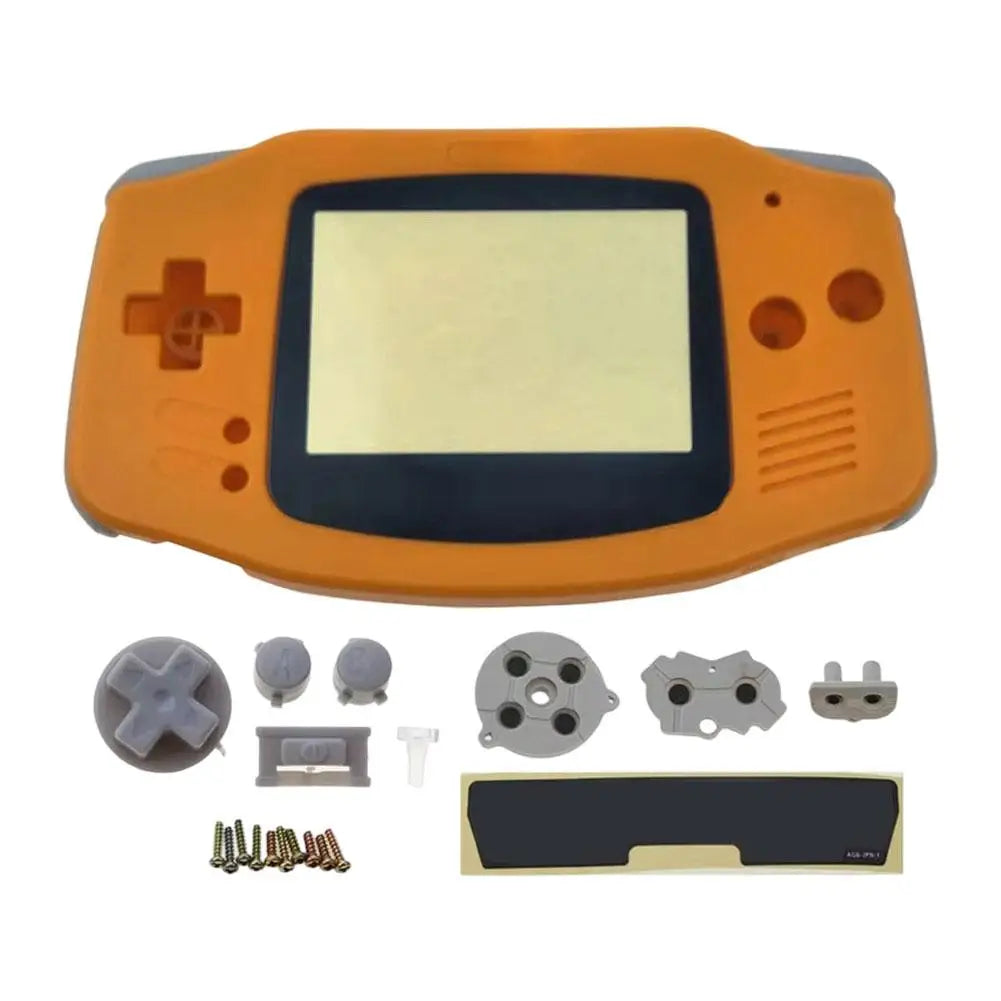 Full Housing Shell Replacement for Game Boy Advance GBA Clear Transparent Custom Case Cover Buttons Screws Full Set DIY Repair Oasis Select Orange