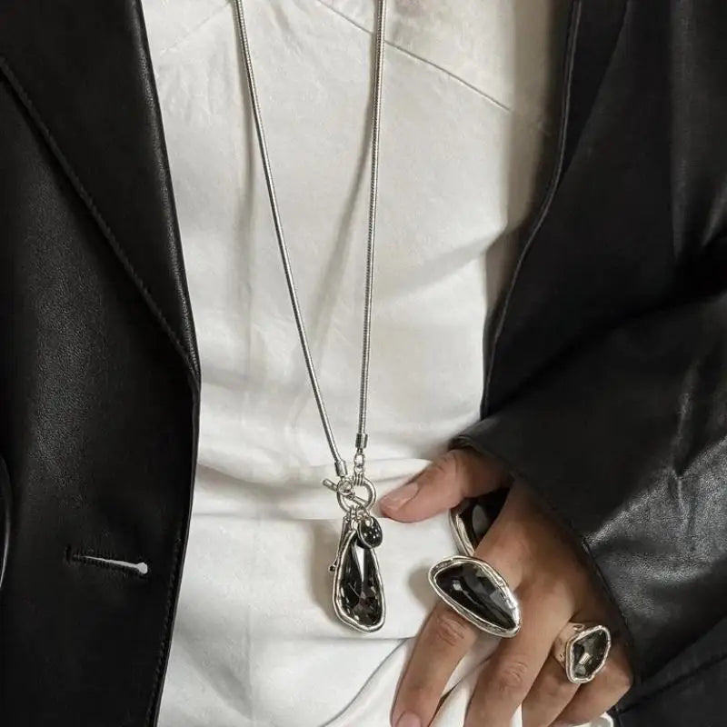 Long Necklace Female Winter Sweater Chain Irregular Crystal Pendant Charms Choker Necklace For Women Elegant Gifts Oasis Select