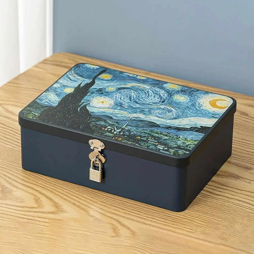 Large Size Storage Box Metal Material Private Storage Password Lock Box Password Lock Desktop Organizer Personal Items Oasis Select