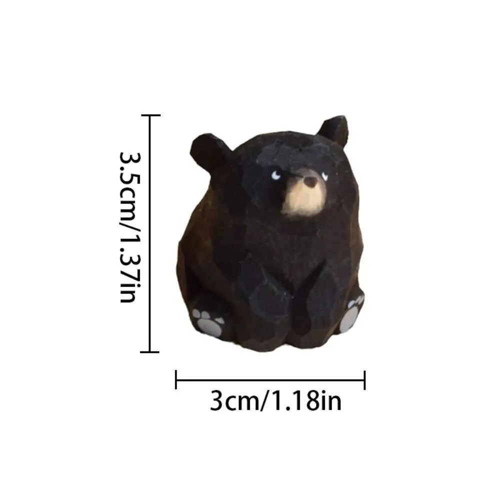 Gifts Solid Wood Wooden Bear Figurines Cute Hand Carved Polar Bear Ornament Miniature Funny Mini Bear Statue Garden Oasis Select