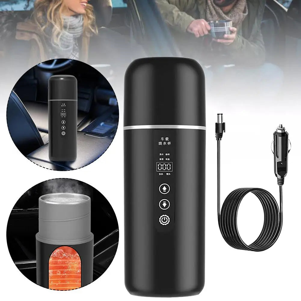 12V/24V Car Electric Kettle – Smart LCD Temp Control 500ml Car Travel Kettle Oasis Select