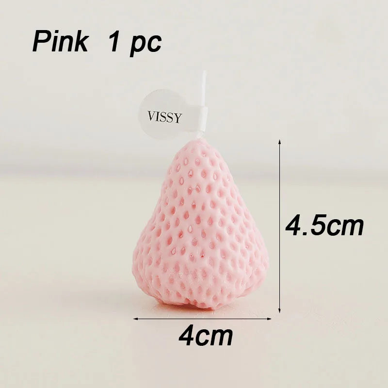 4pcs Strawberry Decorative Aromatic Candles Diy Handicraft Wax Scented Candle for Christmas Birthday Wedding Home Decoration Oasis Select Pink 1pc