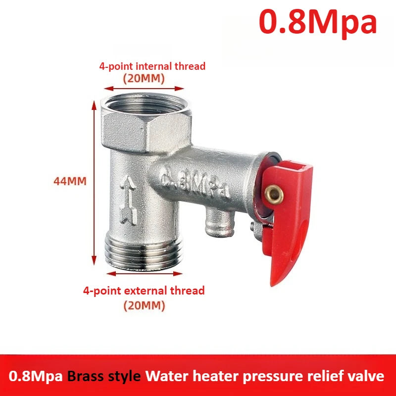 Brass Durable Adjustable Pressure Relief Valve Safety Valve Is Used To Protect Closed Water Systems From Overpressure Effects Oasis Select Copper 0.8Mpa