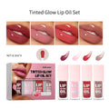 Tinted Glow Lip Oil Set – 4-Piece Jelly Lip Gloss & Balm