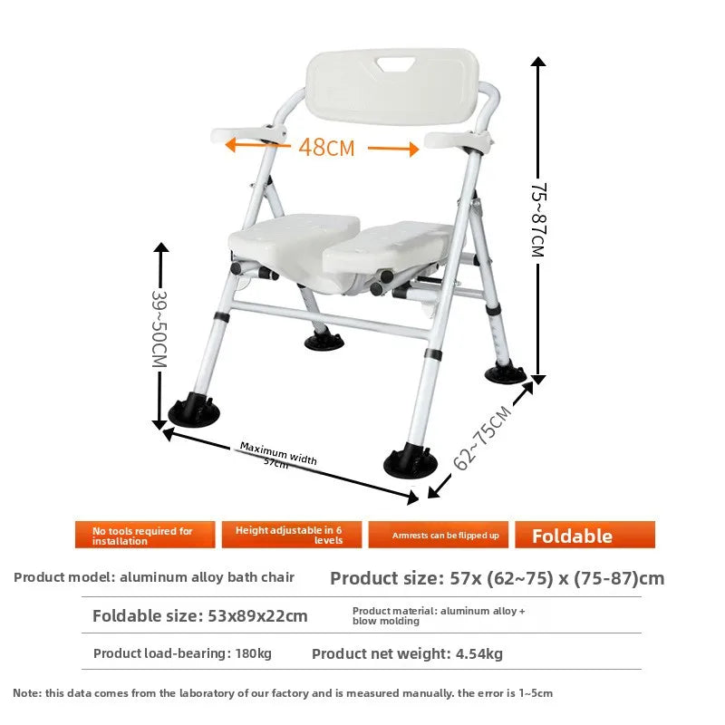Solid Elderly bathroom bath chair Japanese armrest pregnant woman bath stool with armrest toilet non-slip disabled shower chair Oasis Select YC743BX-Suction cup