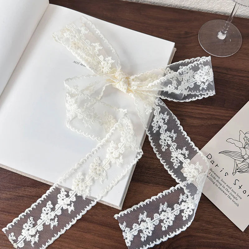 Korean Version of Ins Retro Lace Long Silk Scarf Female Personality with Decorative Streamers Multi-functional Belt Ribbon Oasis Select 25997A 1.5m