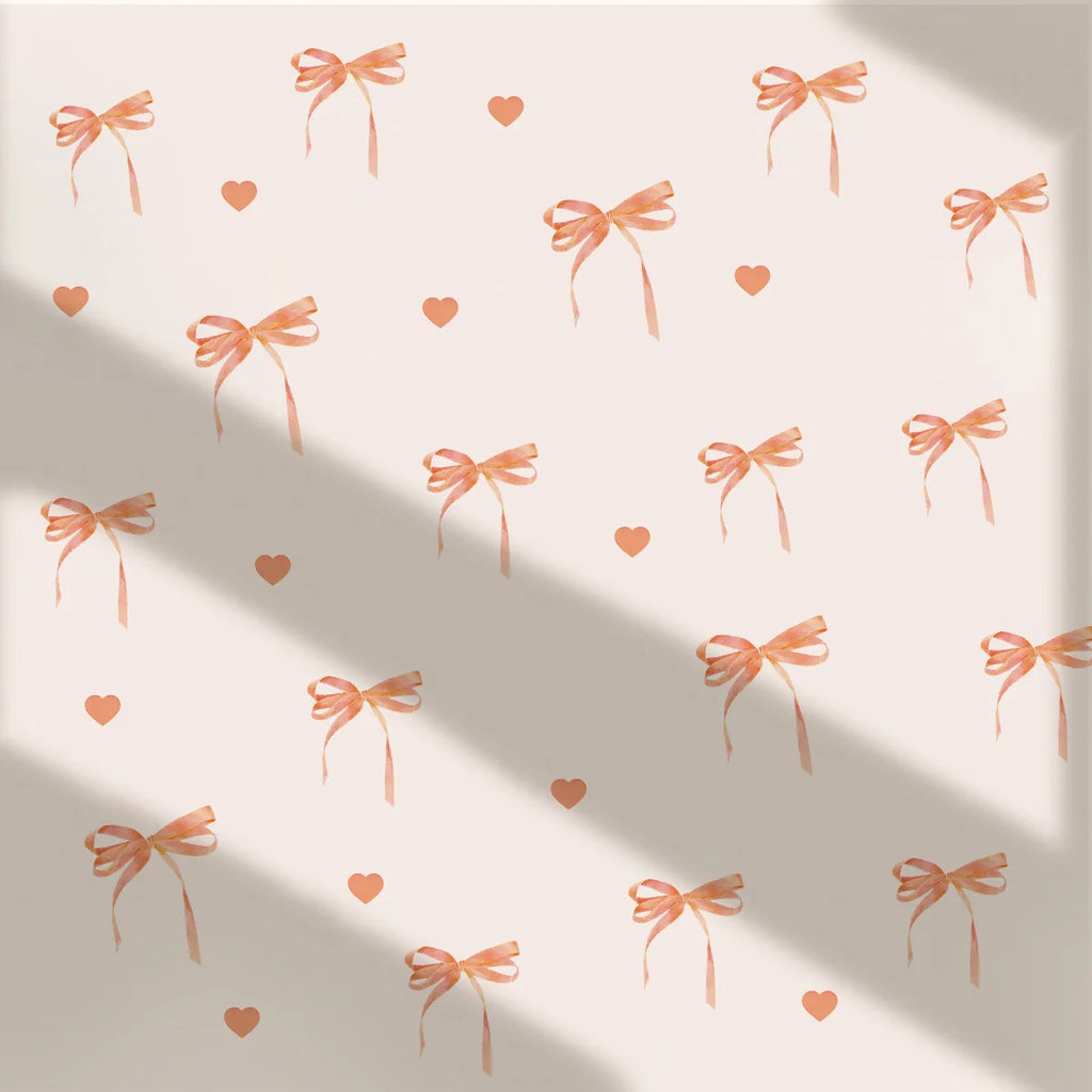 Cute Pink Bow Wall Stickers Boho Bowknot Bedroom Decorative Wall Stickers Love Heart Bow Fridge Stickers DIY Home Decoration Oasis Select Orange-A
