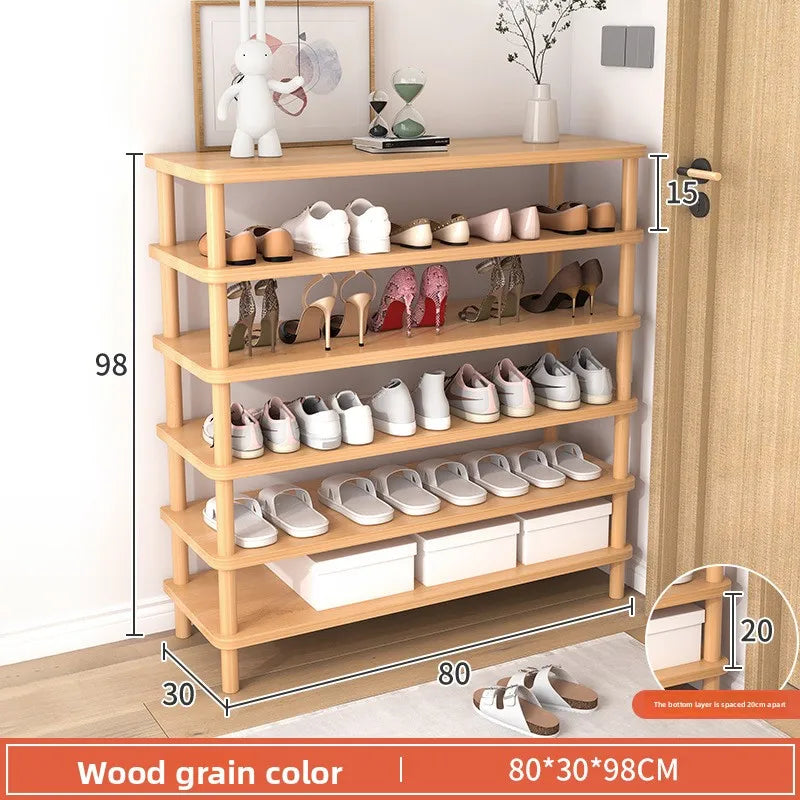 Wooden Shoe Rack Simple And E****mical Household Multi-layer Storage Rack Rental House Dormitory Shoe Cabinet Storage Artifact Oasis Select 80-30-Wood-6 layer