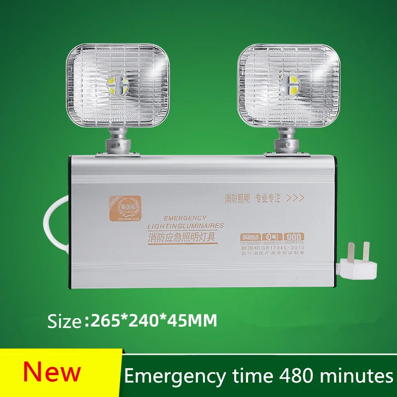 Double Head LED Emergency Light Wall Mount – AC200-240V Aluminum