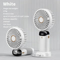 Portable Handheld Mini Fan 3000mAh Foldable Neck Hanging Fans 5 Speed Adjust USB Charge Fan with Phone Stand and Display Screen Oasis Select WHITE