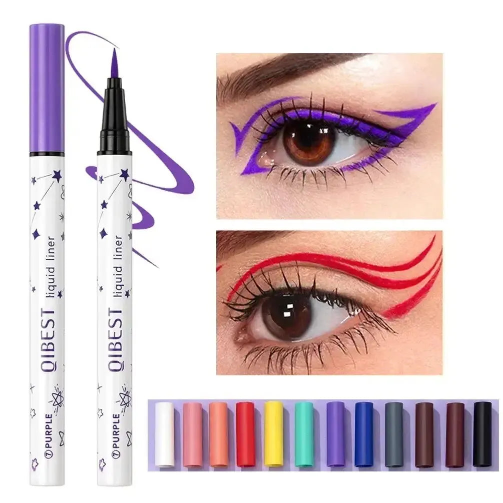 QIBEST Waterproof Liquid Eyeliner Pen – 12 Colors, Matte