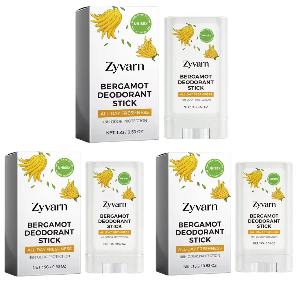 Refreshing Deodorant Balm Stick Natural Bergamot All Day Anti-odor Oasis Select 15g x3 boxed