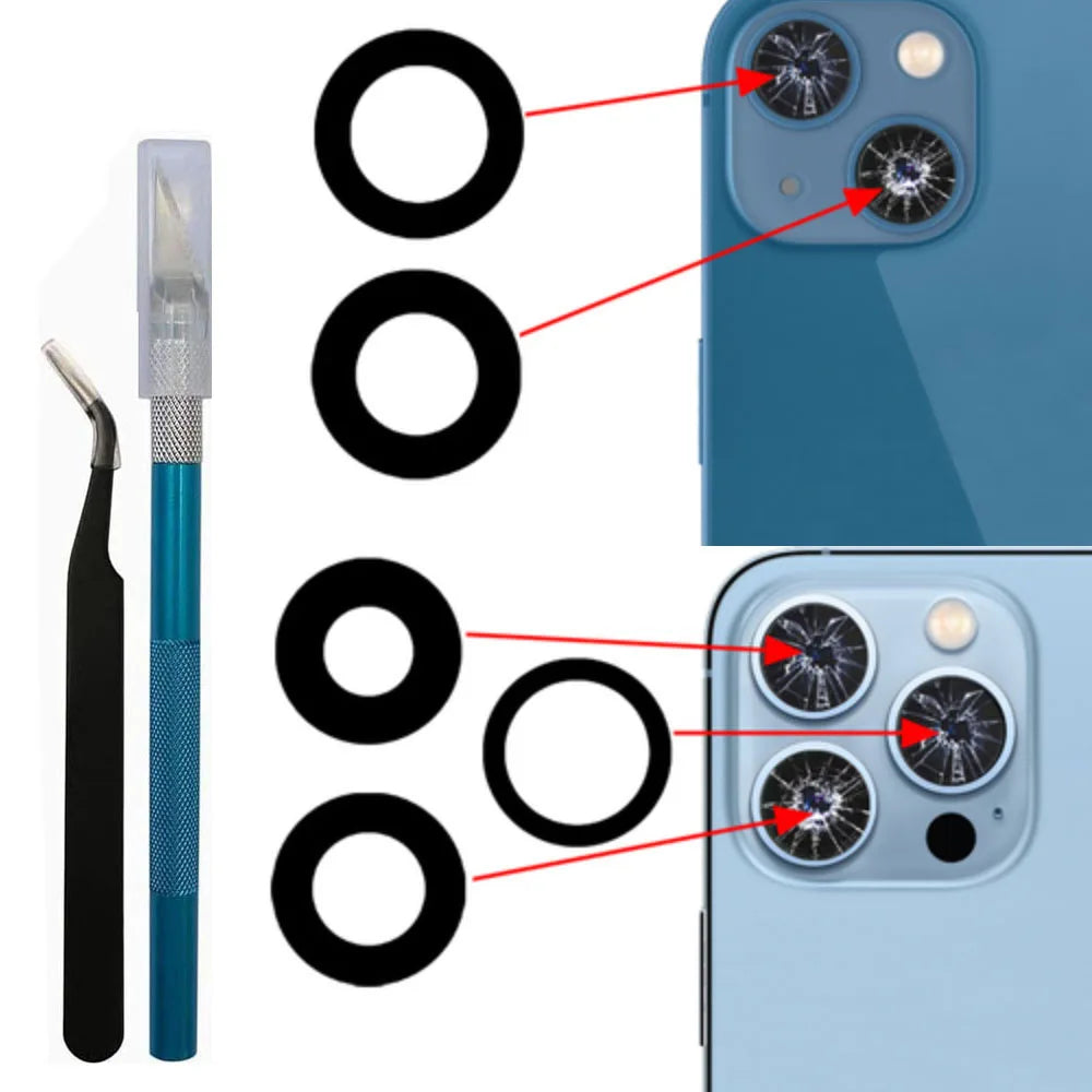 iPhone Rear Camera Lens Glass + 3M Adhesive & Repair Tools