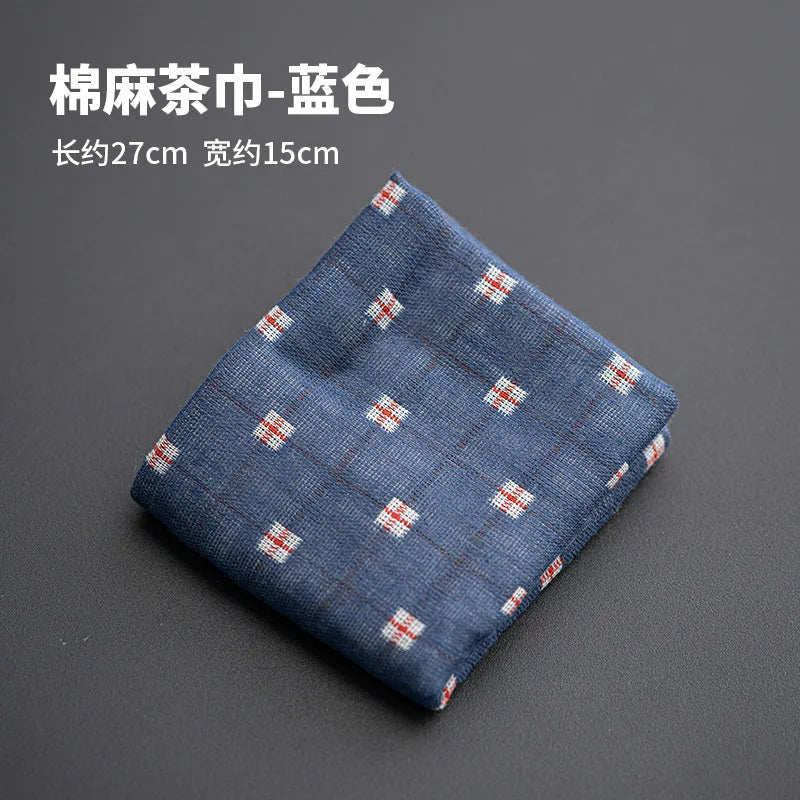 Japanese Handmade Cotton Linen Absorbent Tea Towel Tea Mat Tea Cloth Tea Tablecloth Zen Tea Table Cloth Oasis Select Tea Towel - Blue