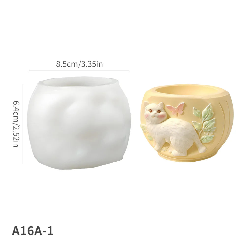 Cat Silicone Mold – DIY Flowerpot, Resin & Clay Ornament Mold