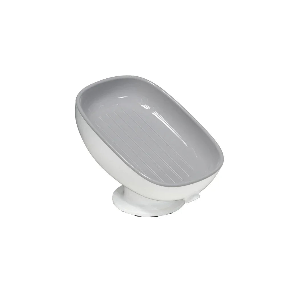 1Pcs Bathroom Soap Dishes Holder Self Draining Soap Box with Super Suction Portable Soap Container for Bathroom Accessories Oasis Select Gray