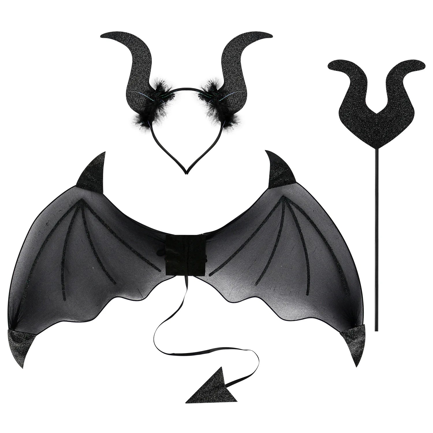 New Arrival Halloween Party Devil Headband & Magic Wand - Performance Props for Festive Atmosphere Oasis Select black one size fits all
