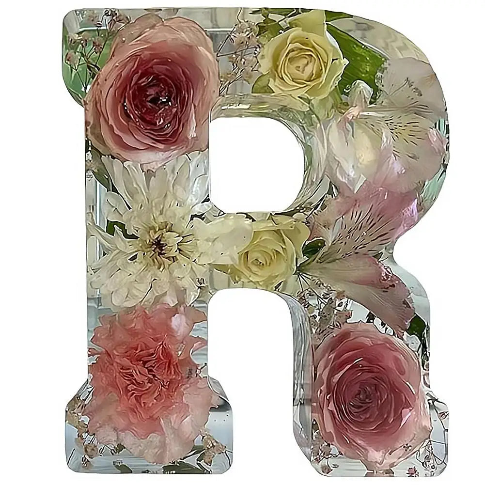 Floral Resin LED Letter Light – Dried Flower Night Lamp