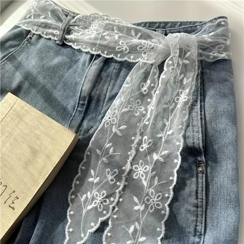 1pc Vintage Style Lace Scarf Belt Headband – Elegant Long Ribbon with Floral Design, Machine Washable, Suitable for Weddings Oasis Select
