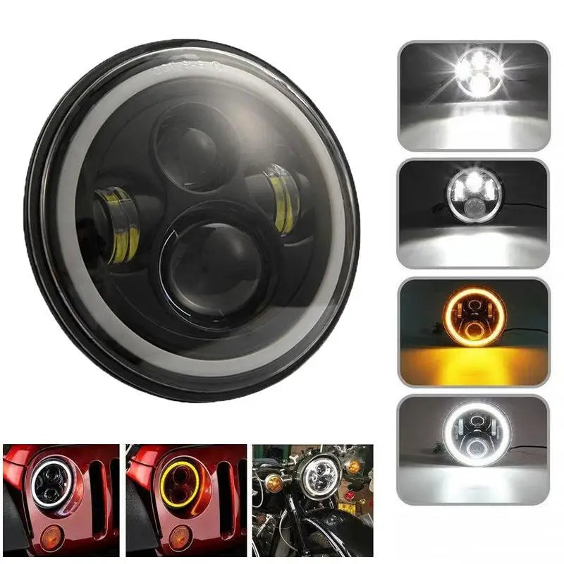 Motorcycle LED Headlight Driving DRL Lamp Angel Eye Headlamp For Touring Ultra Classic Electra Street Glide Road King Oasis Select