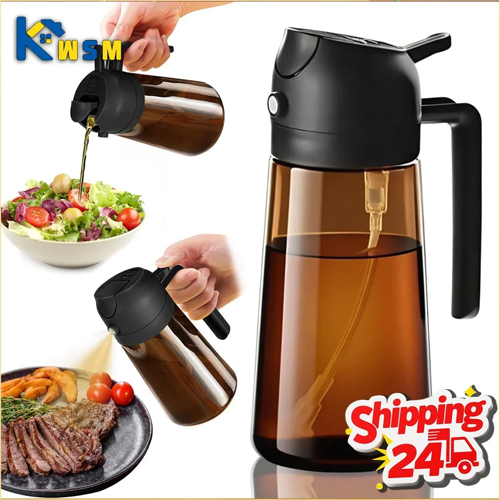 470ml Dark Amber Glass Oil Sprayer Food Grade Olive Oil Dispenser Bottle with Stickers for Cooking Kitchen Air Fryer BBQ Oasis Select
