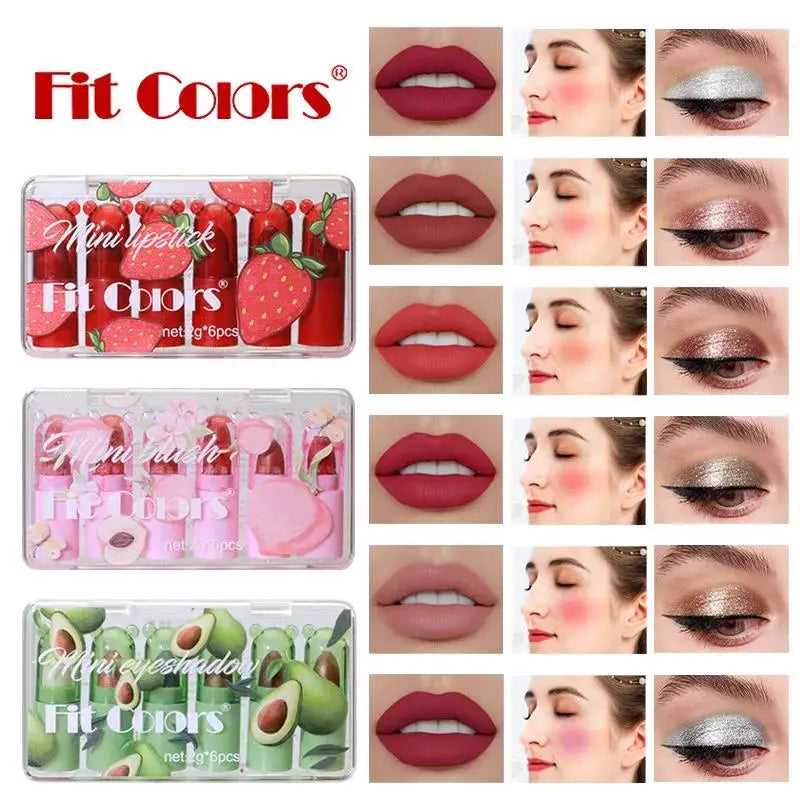 Mini 6in1 Makeup Set Blush Lipstick Stick Long Lasting Moisturize Fruit Cream Tint Face Cosmetic Beauty Kit Oasis Select