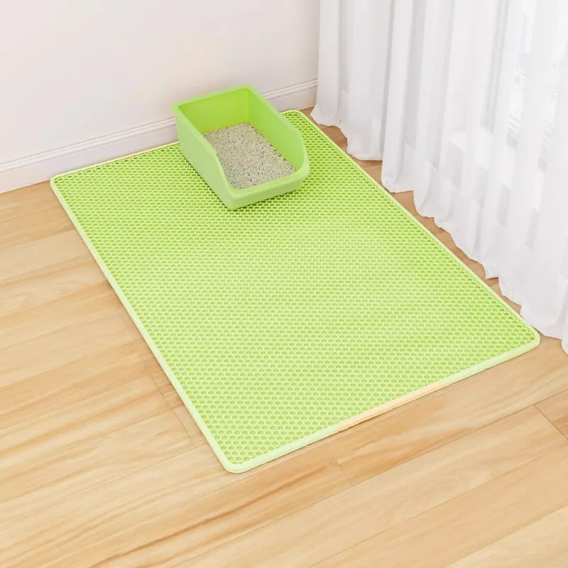 Double-Layer Filter Anti-Spillage Cat Litter Box Pad | Anti-Leakage Cat Cage Toilet Pad for Mess Control Oasis Select green 90x60cm