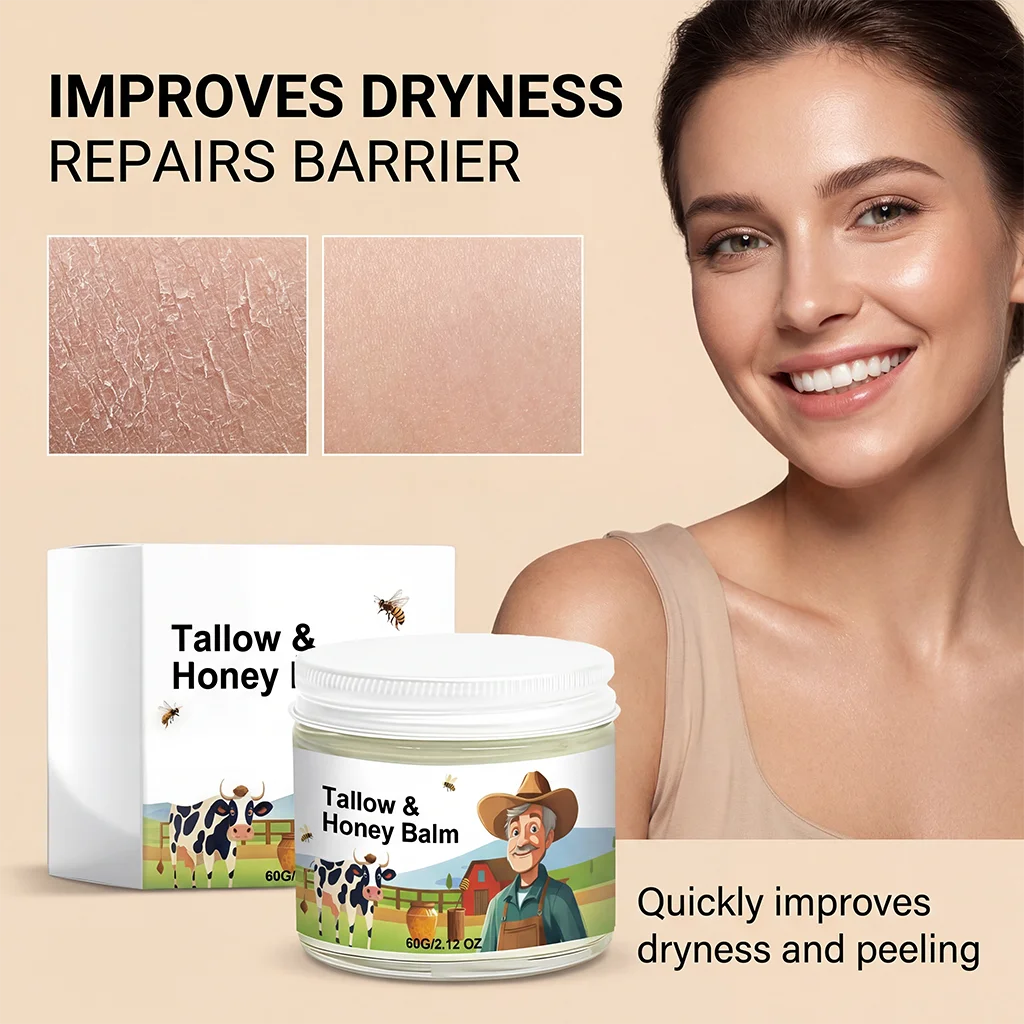 Hydrating Tallow & Honey Balm Skin Nourishing Smoothing Delicate Moisturizer to Improve Texture for Soft Firm Skin Daily Skincar Oasis Select