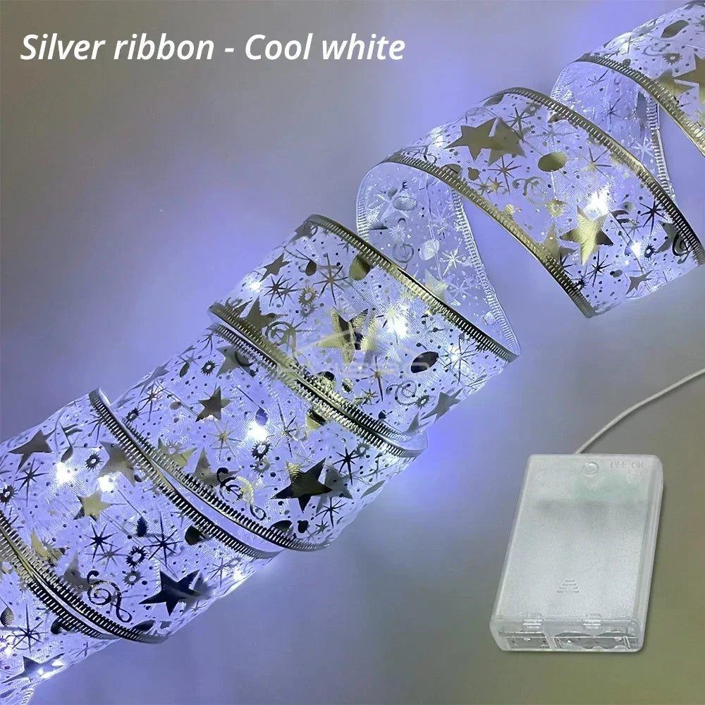 Gold Ribbon LED Fairy Lights 10m – Warm White Christmas String