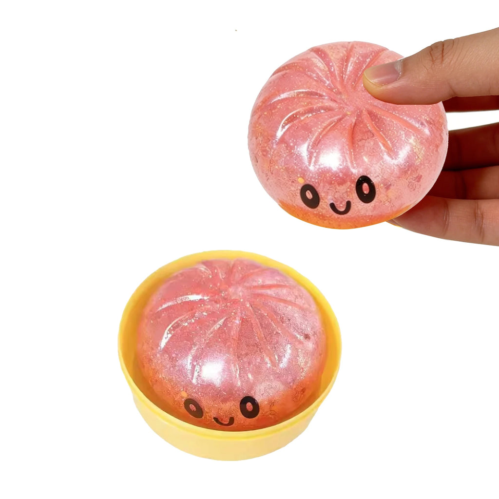 Glitter Squishy Dumpling Stress Relief Toy – Cute Pink Squeeze Squishy Stress Toy Oasis Select Rose Gold