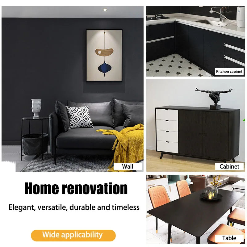 45cm PVC Furniture decorative paper black wood grain self-adhesive waterproof wallpaper kitchen cabinet table door wall stickers Oasis Select