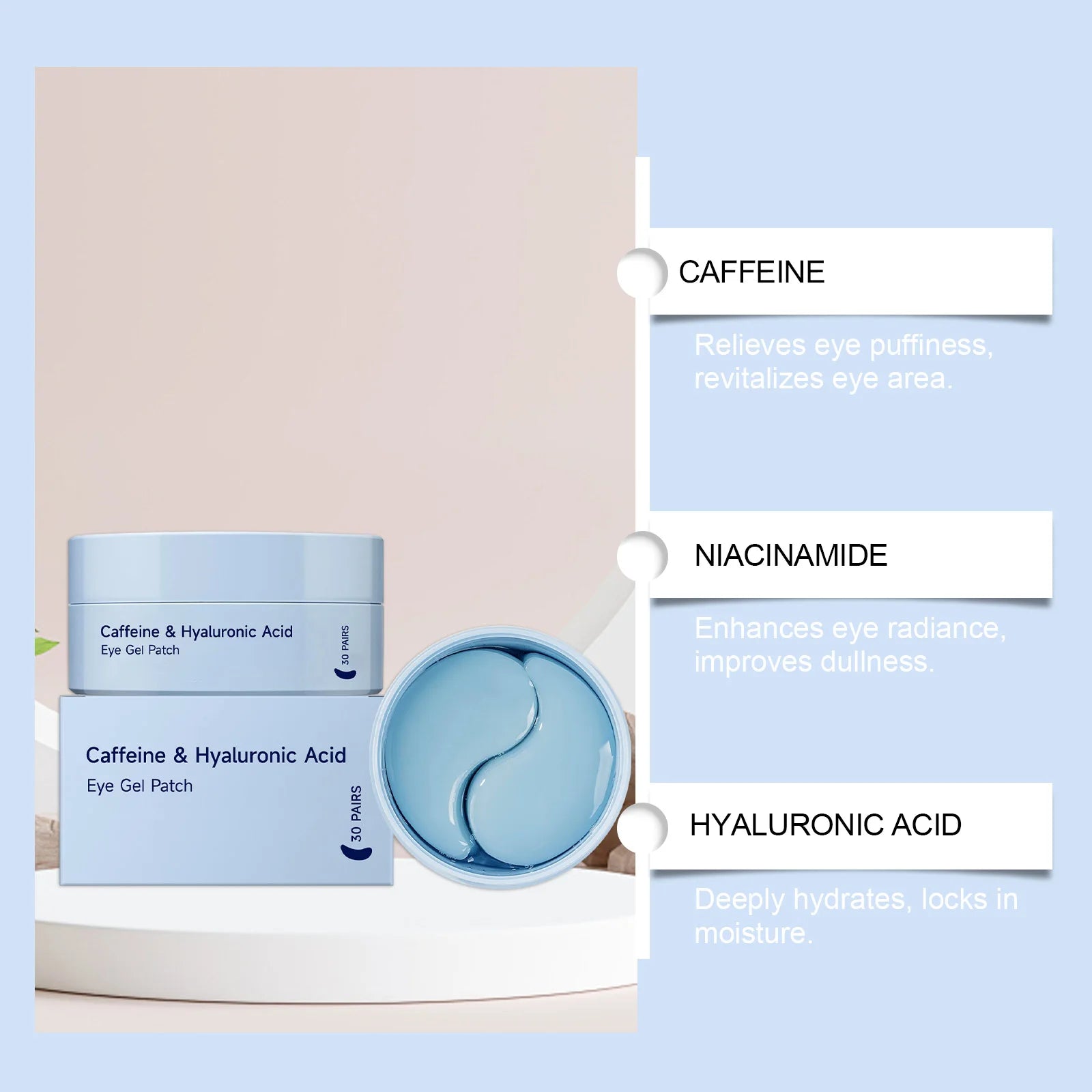 Coffee Eye Cream Roller, Eye Mask & Serum – Dark Circles Eye Care Set Oasis Select