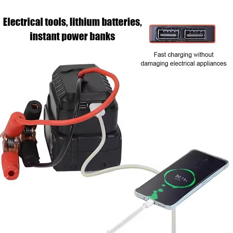 Car Battery Starting Booster For Makita Batteries Car Igniter Starter Adapter With Dual USB Ports Emergency Start-up Lighting Oasis Select